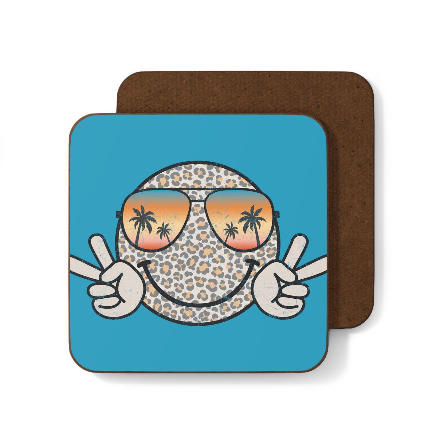 Vintage-inspired 'Summer Vibes' retro smiley coasters, perfect for adding a playful touch to your party. Each coaster measures 3.5" x 3.5" and protects tables from drink spills.