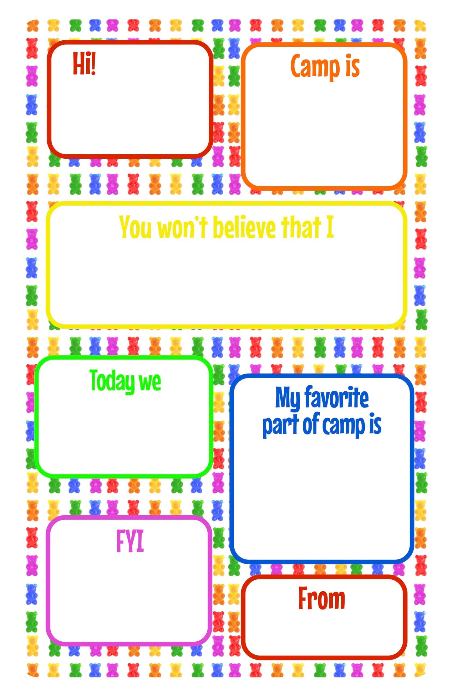 “Favorite Part of Camp” 🍭 Gummy Bear Fill in Stationery by Namedrops