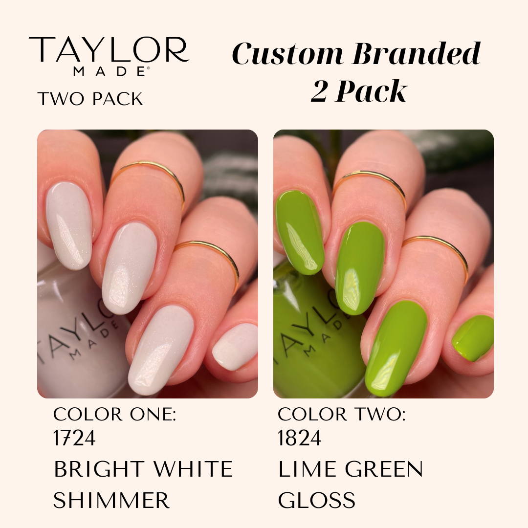 Custom Nail Polish: 2 Pack Long-wearing + Vegan + Non-toxic: 0224 Glossy Fuschia / 1424 Royal Blue Gloss with Hint of Shimmer