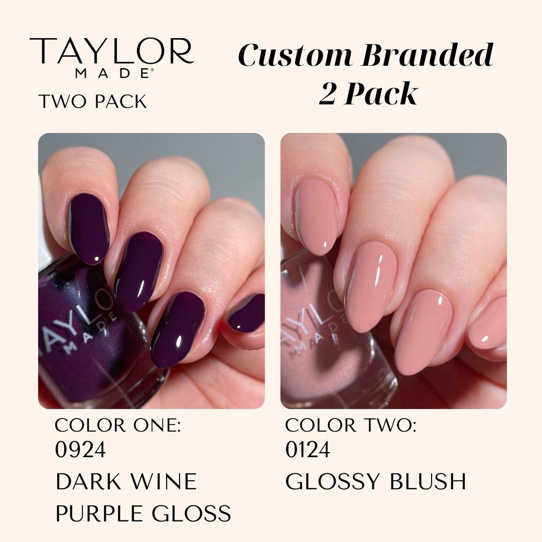 Custom Nail Polish: 2 Pack Long-wearing + Vegan + Non-toxic: 0224 Glossy Fuschia / 1424 Royal Blue Gloss with Hint of Shimmer