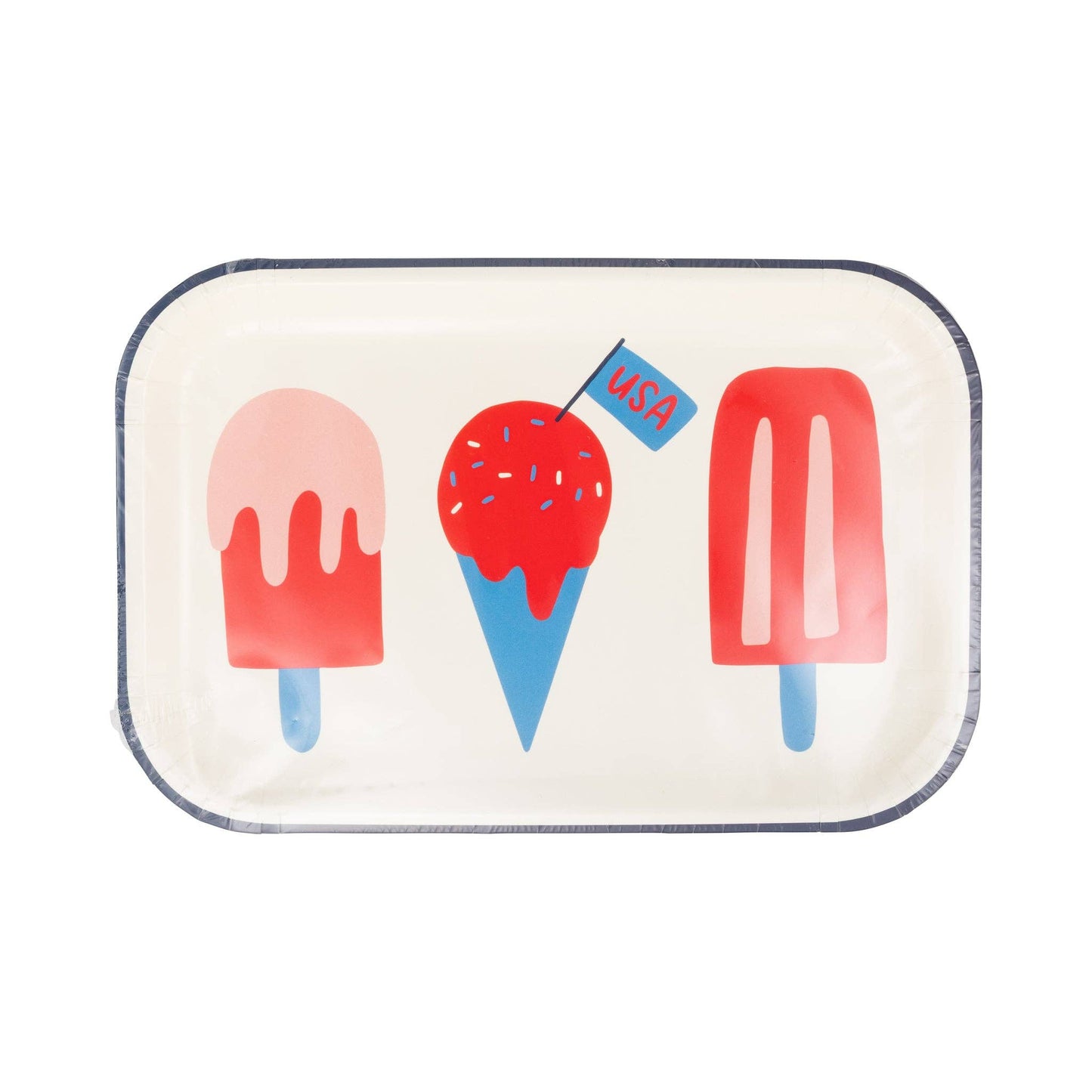 Popsicle Dessert Plates – 8 paper plates, 10x6.5 inches, great for backyard BBQs and parties.