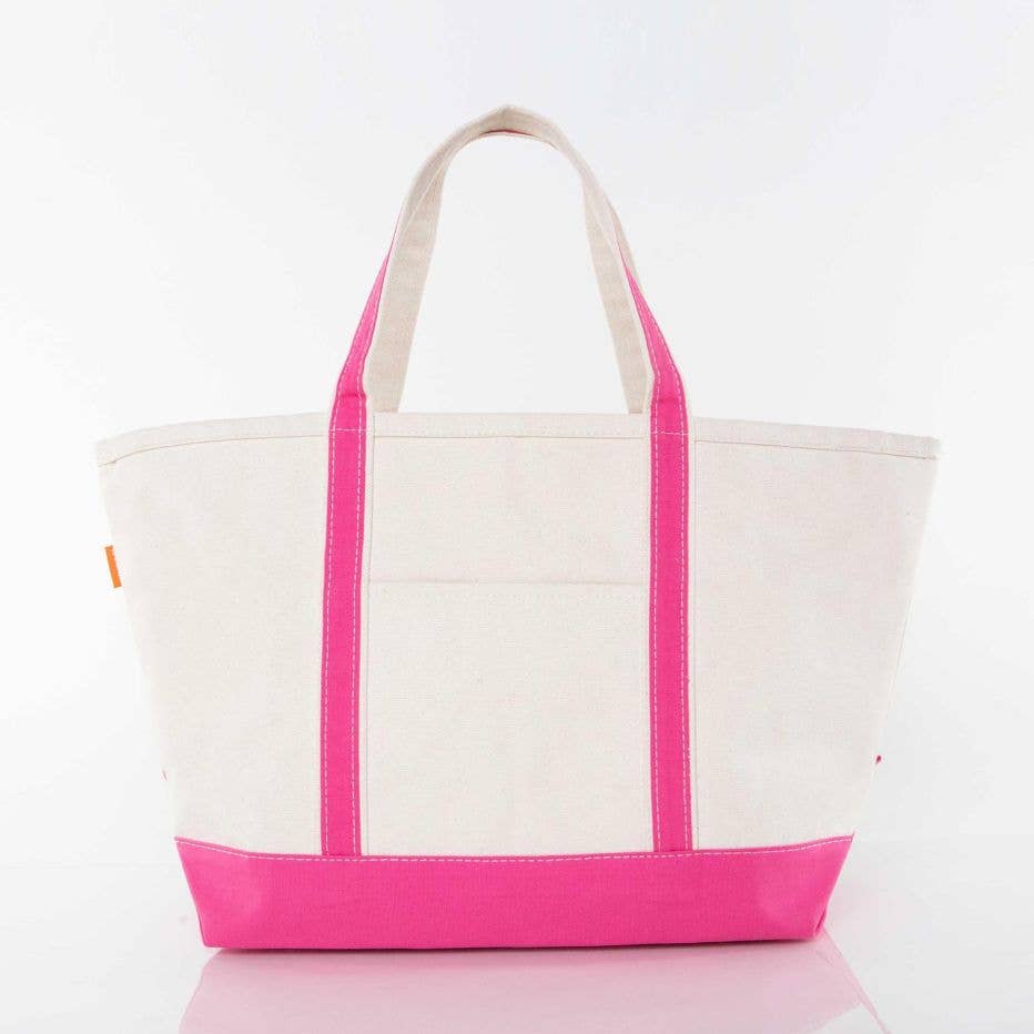 Preppy classic boat tote with zip closure, durable cotton, perfect for school or work carryall
