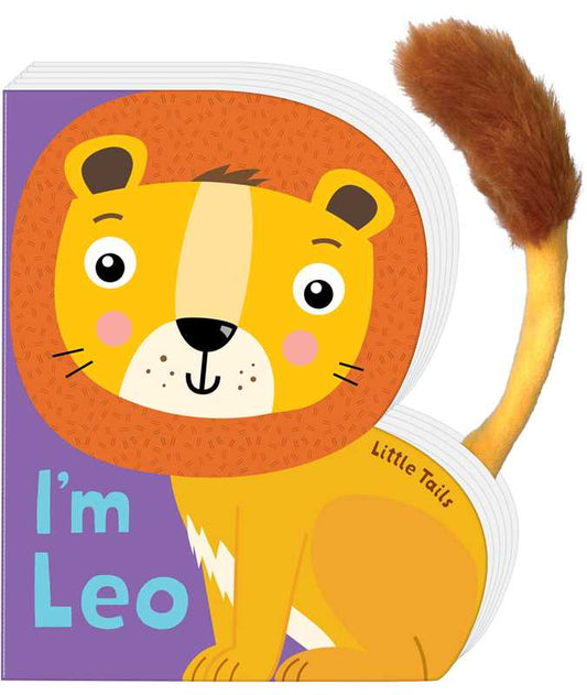 Leo the Lion cub board book with furry tail. Fun die-cut shape, explores family & savanna life. Kids' favorite