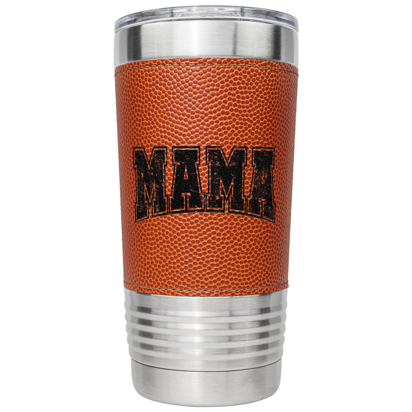 20oz insulated tumbler designed for basketball fans, featuring a durable double-wall stainless steel construction that maintains drink temperatures. Perfect for on-the-go hydration during games or practices.