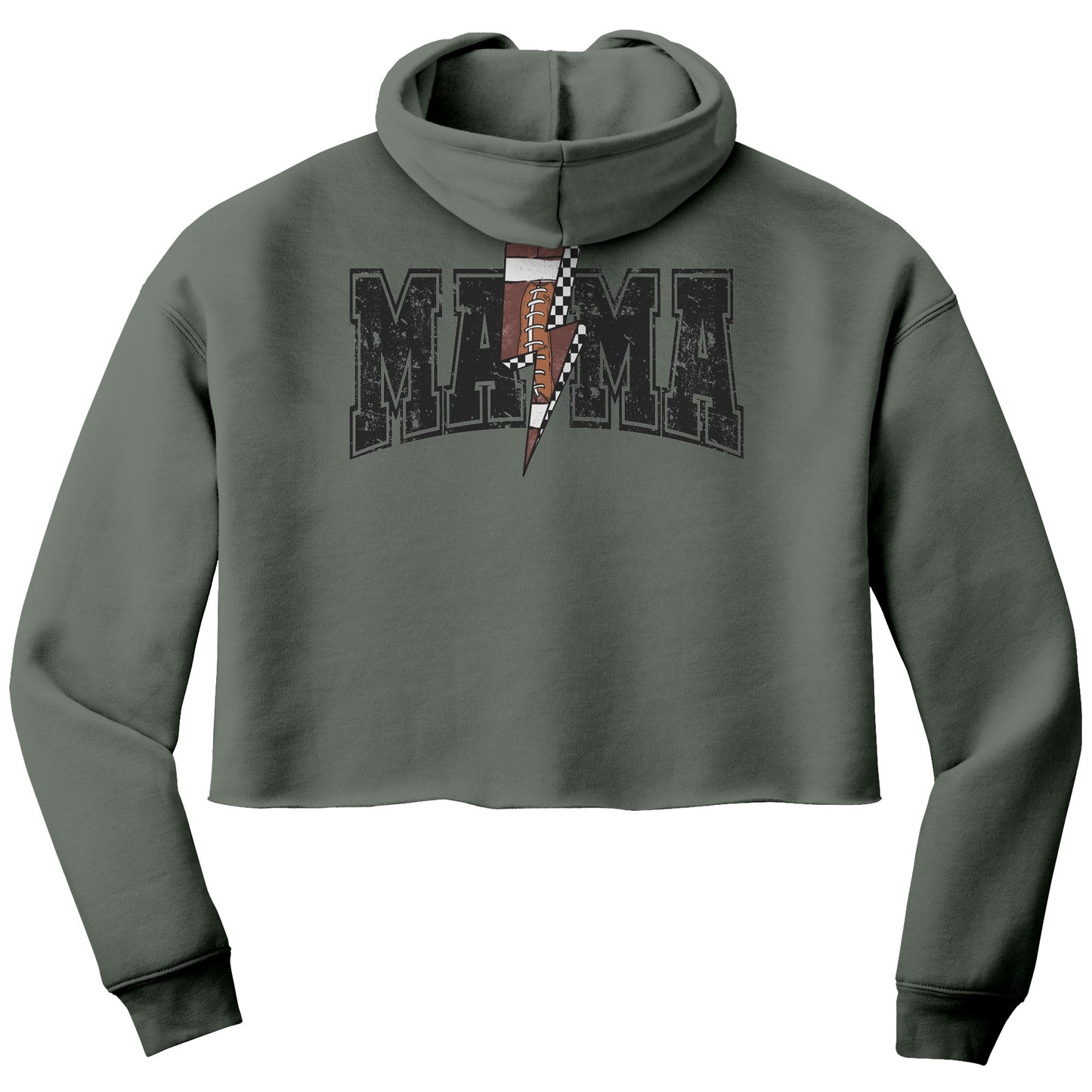 Proud football mom crop sweatshirt, perfect for game days or errands. Stay cozy and stylish while cheering on your favorite team. Great for showing off your football spirit with comfort and flair.