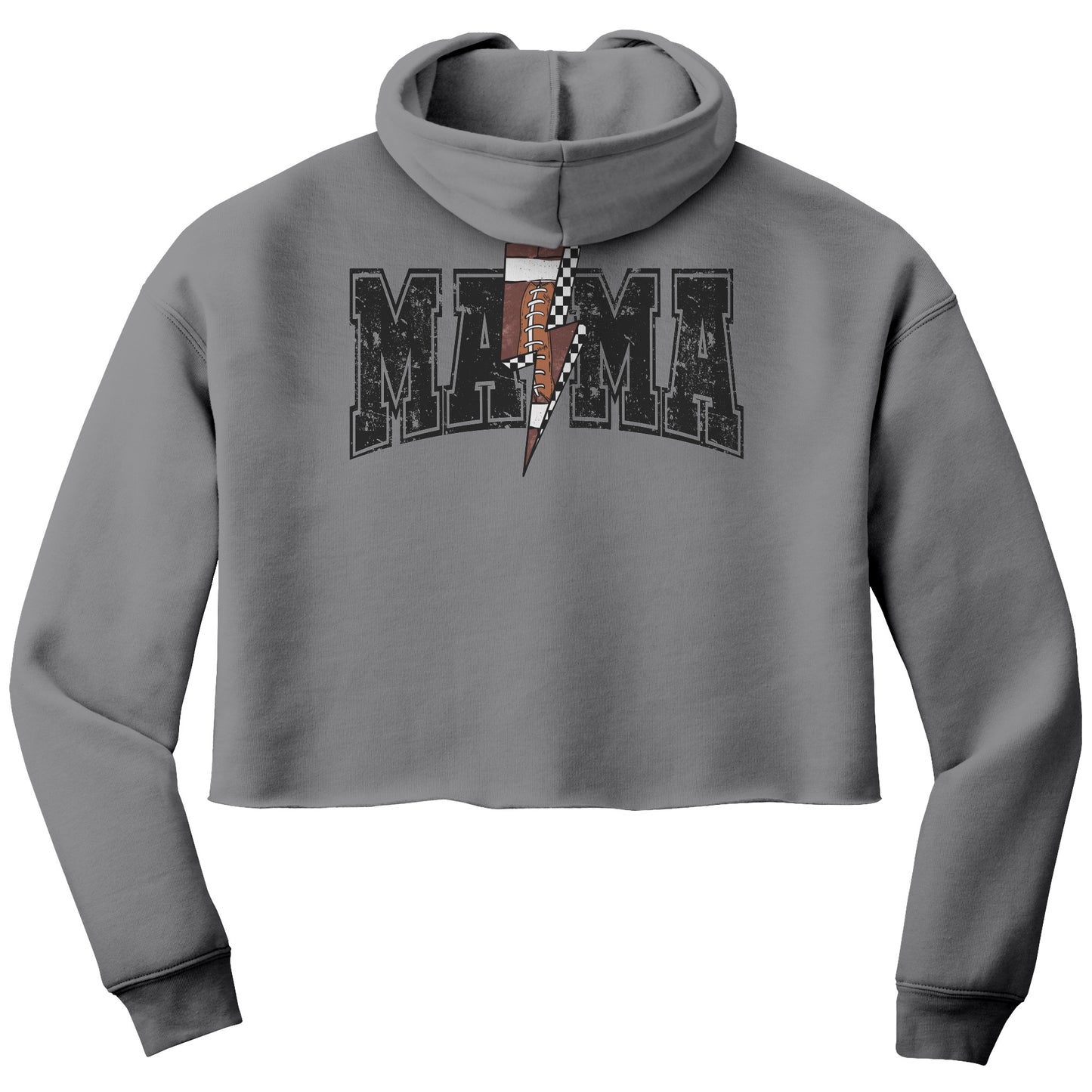 Proud football mom crop sweatshirt, perfect for game days or errands. Stay cozy and stylish while cheering on your favorite team. Great for showing off your football spirit with comfort and flair.
