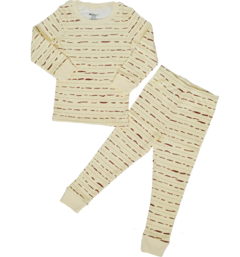 Matza pajamas 2-piece cotton set for Passover, comfy kids & adult PJ sleepwear, machine washable.