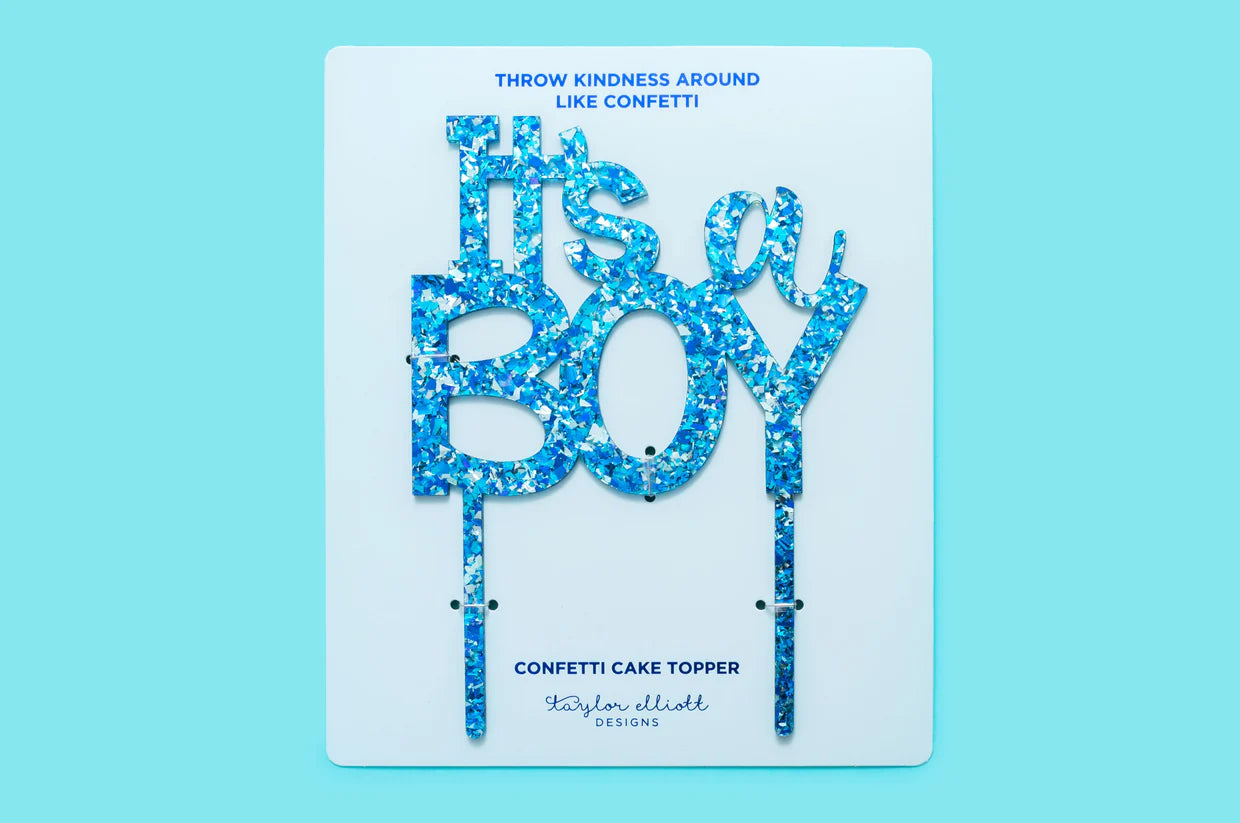 Navy "It's a Boy" cake toppers, perfect for cakes, cupcakes, and baby-themed party decor.