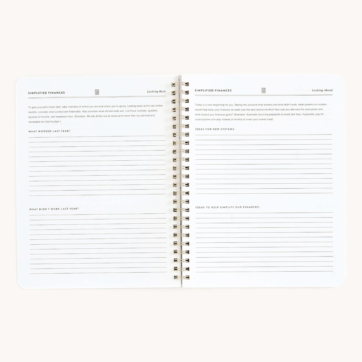 Financial planning made easy – a chic workbook for tracking expenses and achieving money goals.