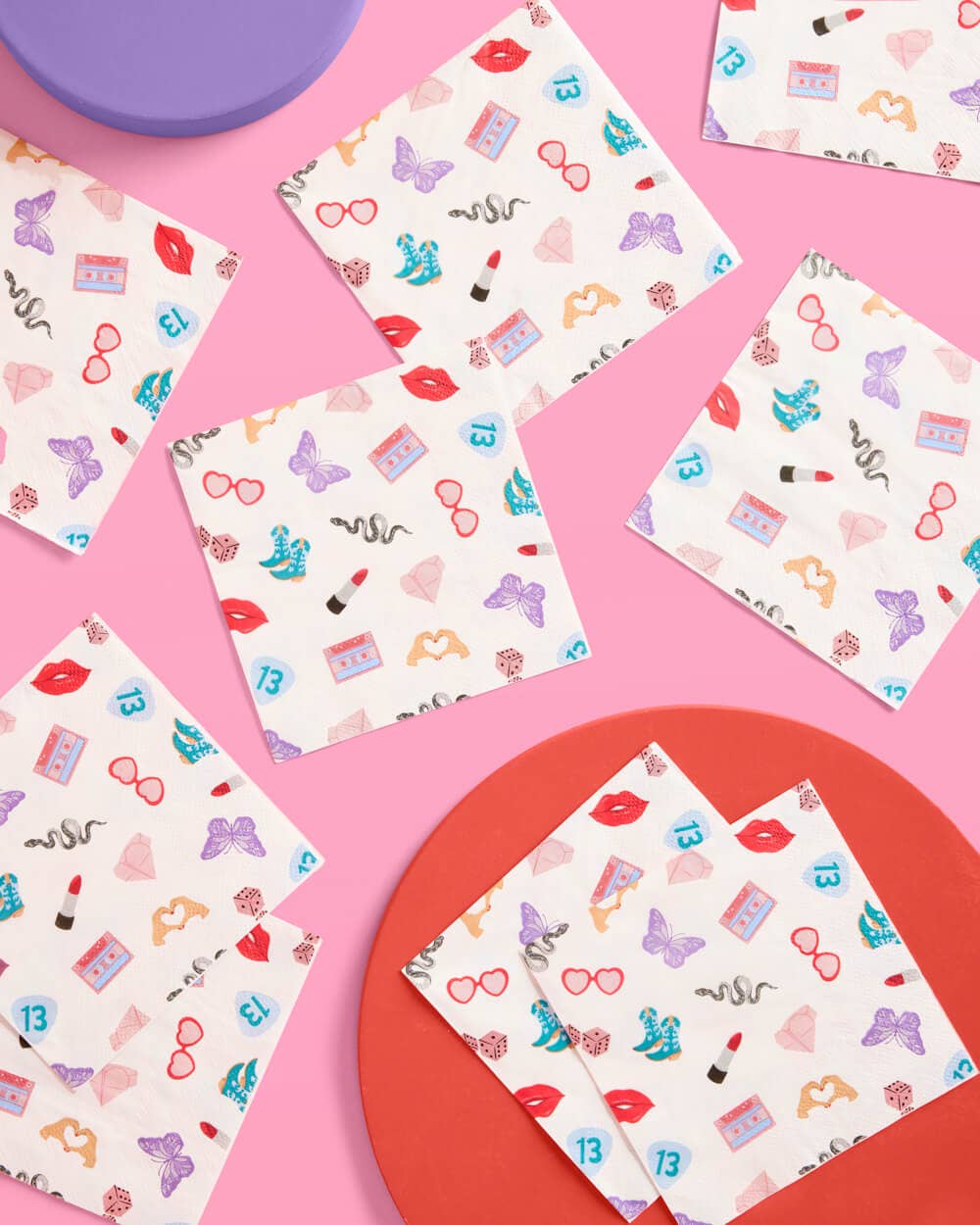 Cute party napkins with butterflies and snakes