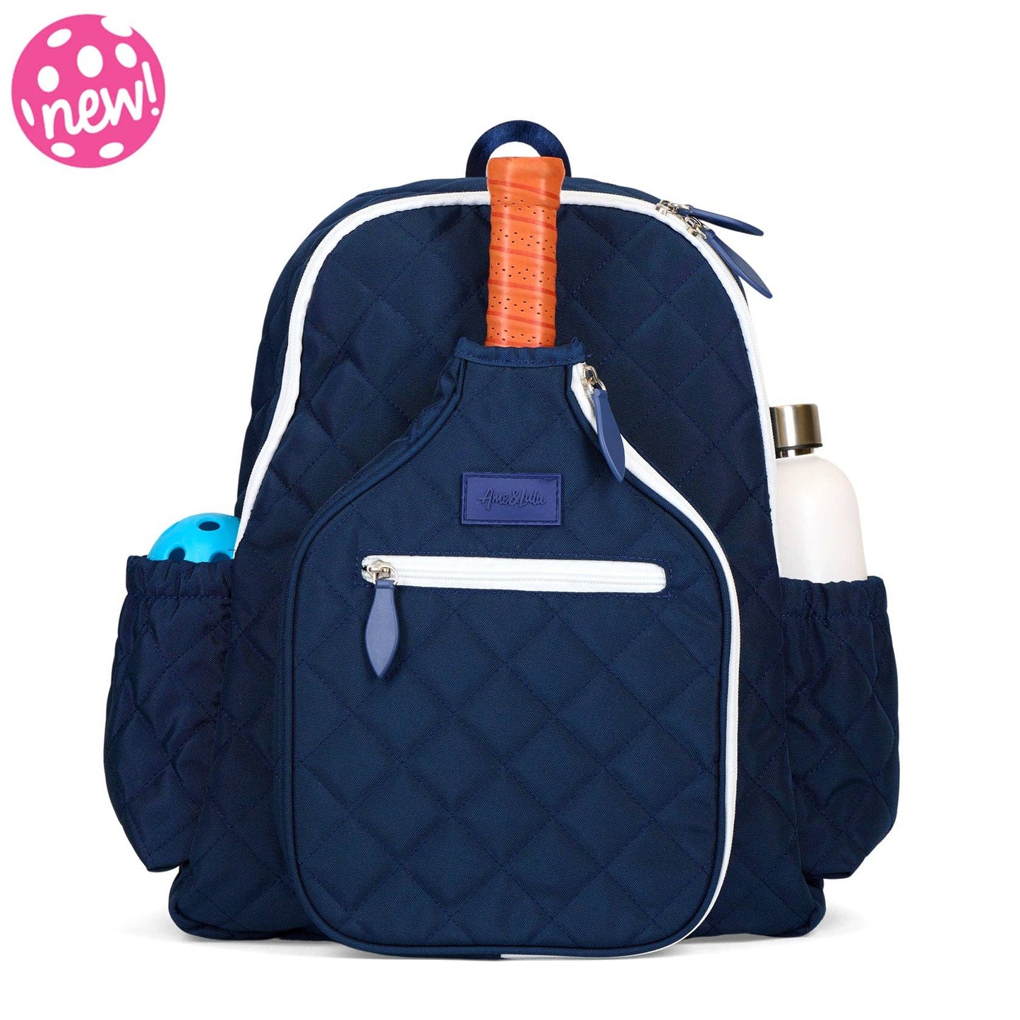 “Carpe Dinkum!” 🥒 Pickleball Time Backpack: Quilted Navy White
