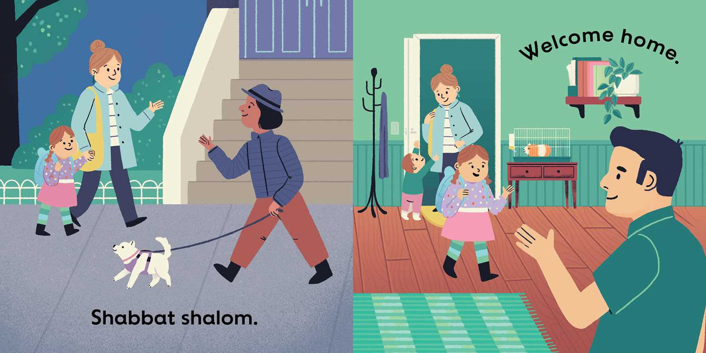 Shabbat candles and challah illustration for kids