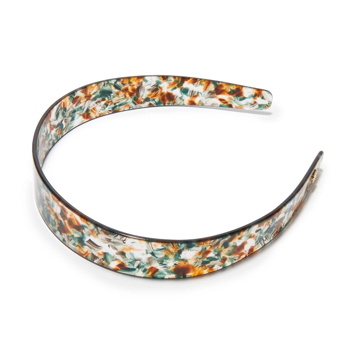 Comfortable neutral headband with gold logo charm