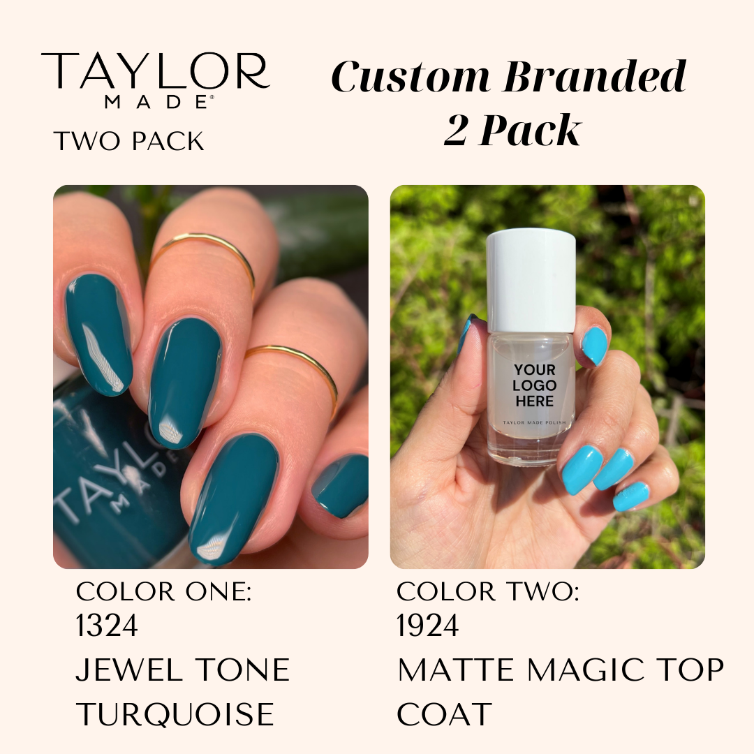 Custom Nail Polish: 2 Pack Long-wearing + Vegan + Non-toxic: 0224 Glossy Fuschia / 1424 Royal Blue Gloss with Hint of Shimmer