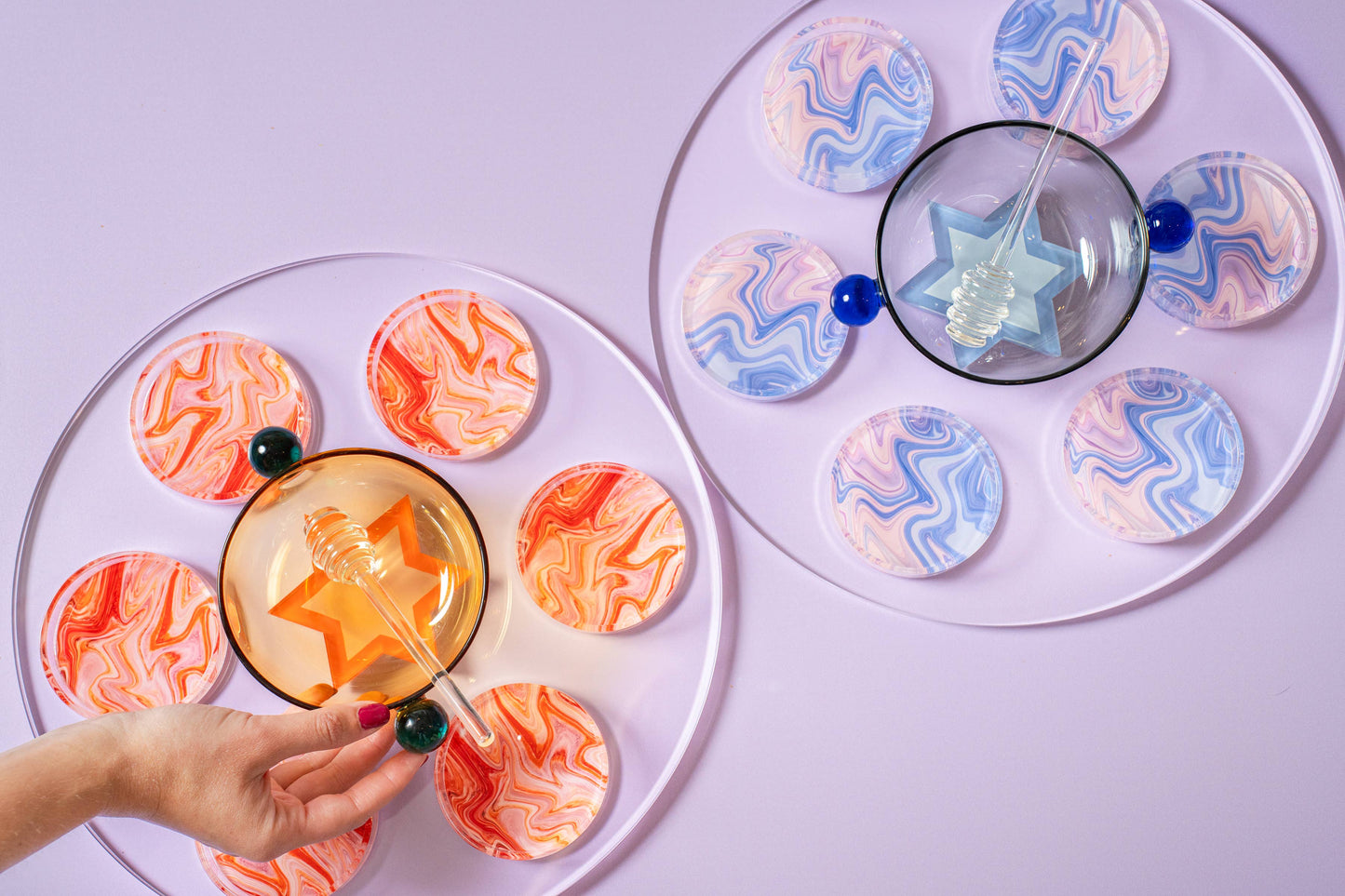 Elegant Glass Honey Dipper Spoon, Perfect for Rosh Hashanah, Ideal for Serving Honey with Apples, Comes Wrapped in Custom Packaging for Gifting