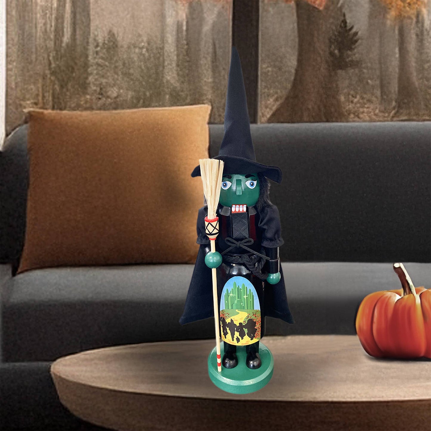 Spooky nutcracker witch figurine for Halloween display