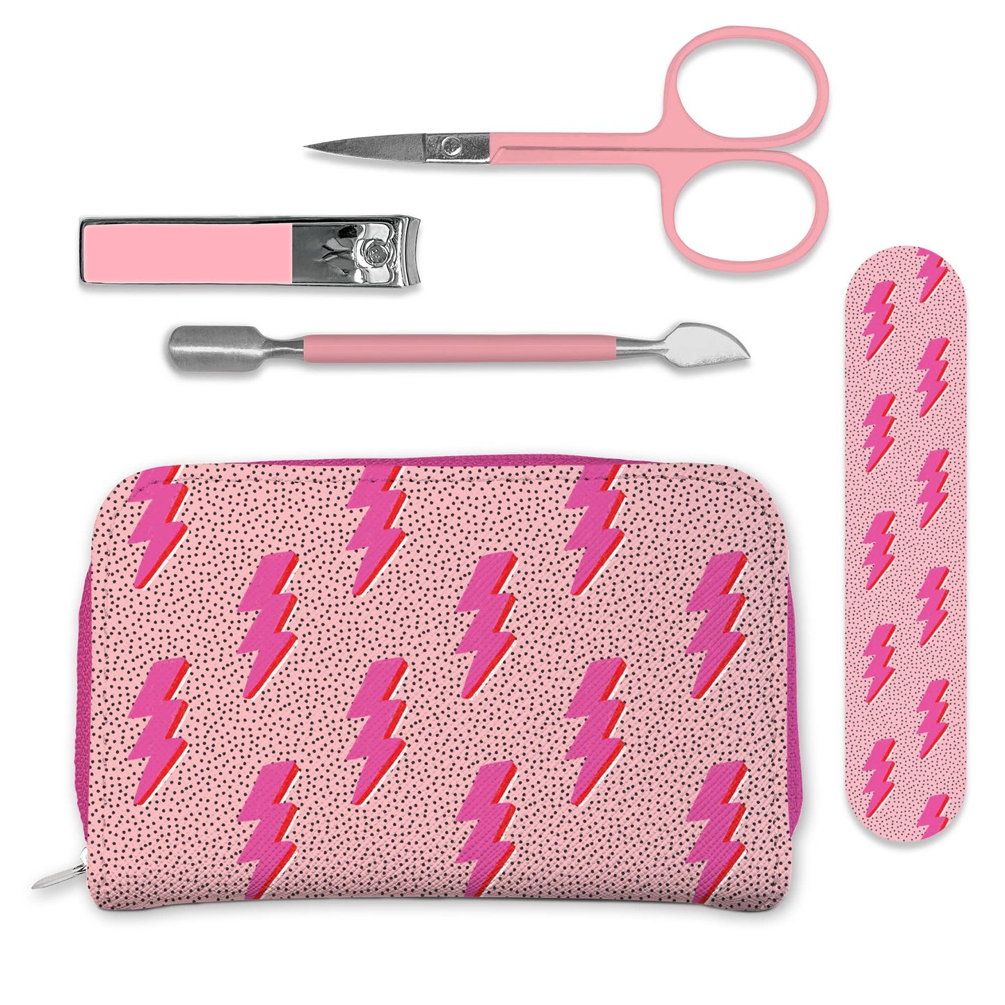 Travel manicure set with nail clippers, scissors, and emery board