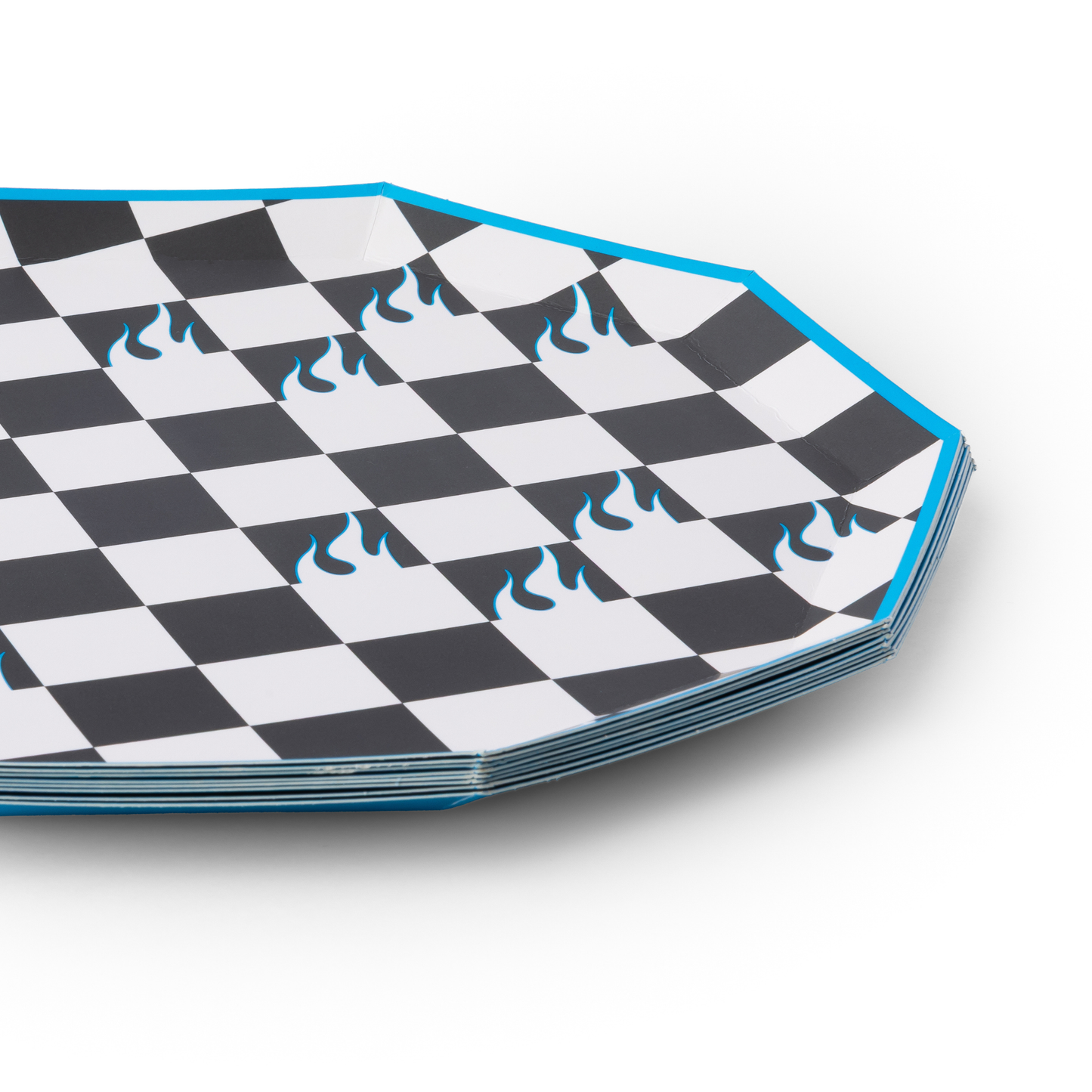 "Full Throttle" 🏁 Hot Wheels™ Black Checker Large Party Plates (8 ct) by Bonjour Fête