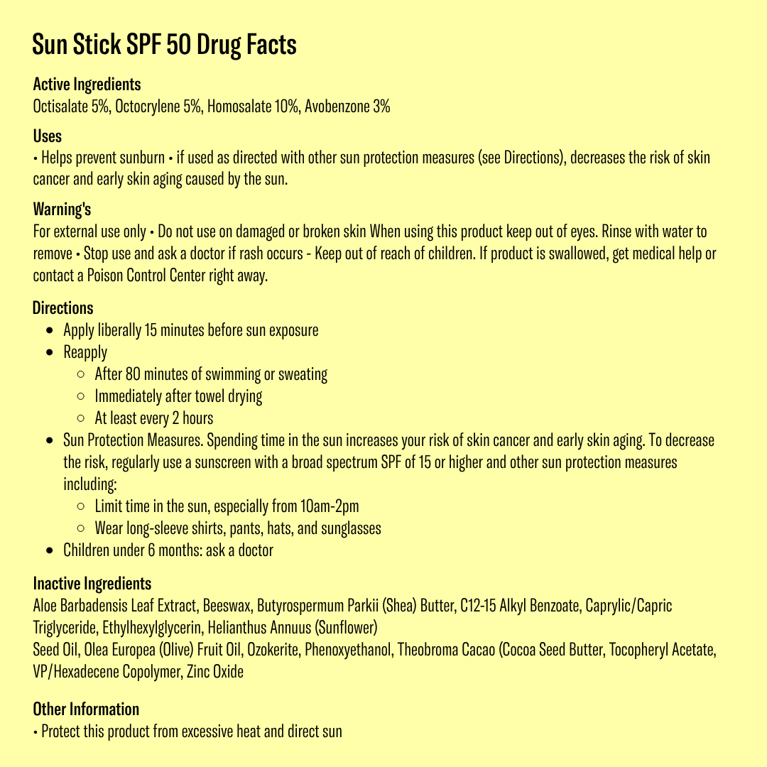 "Swipe & Protect" ☀️ Bask SPF 50 Fragrance-Free Sunscreen Stick (Face & Lip)