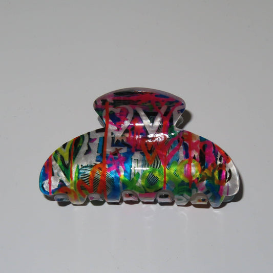 Neon graffiti heart claw clip