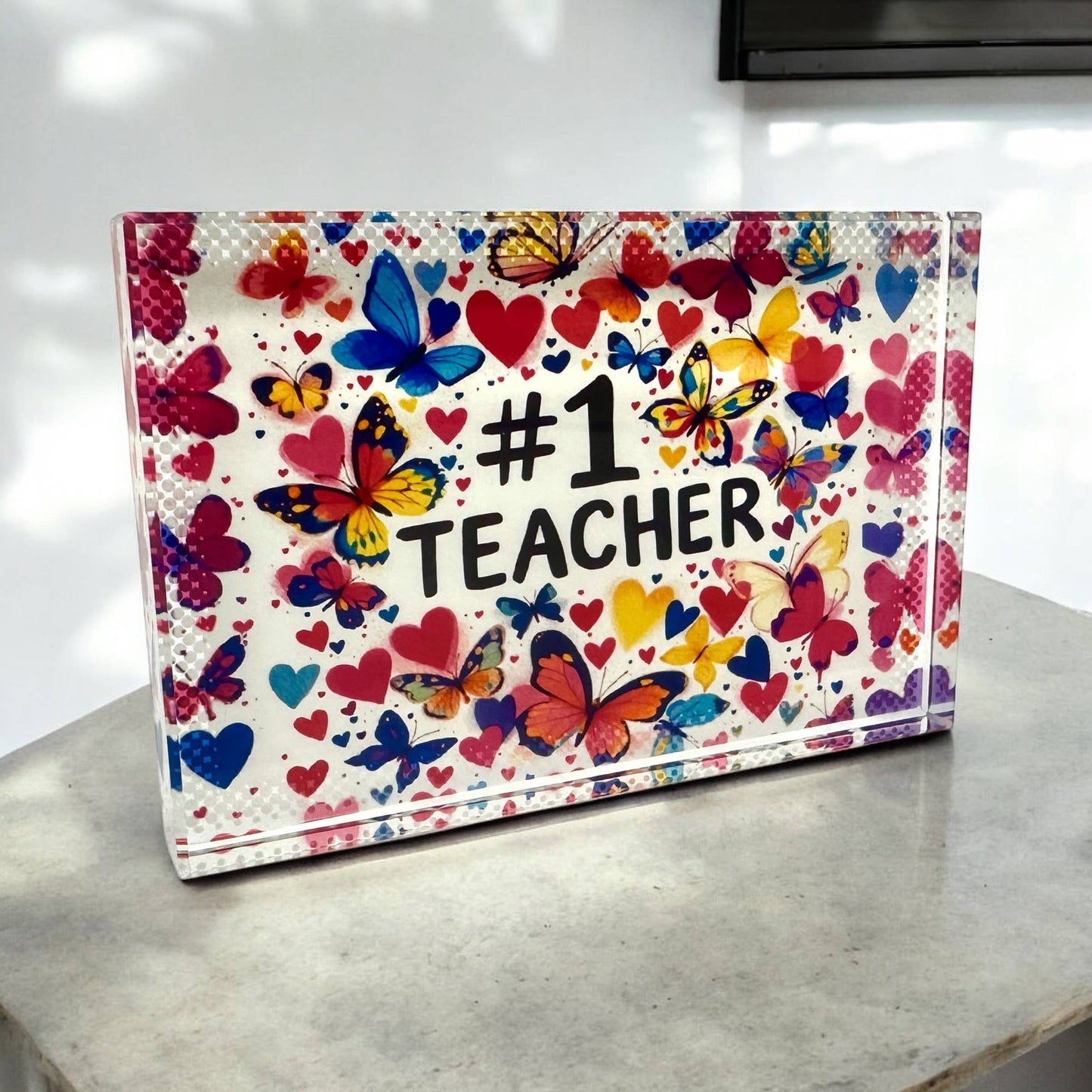 #1 Teacher Crystal Paperweight – Appreciation Gift for Educators