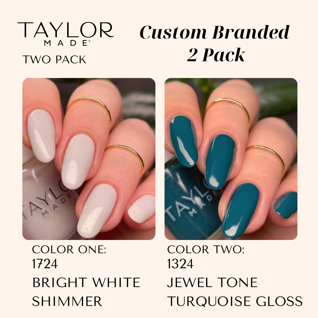 Custom Nail Polish: 2 Pack Long-wearing + Vegan + Non-toxic: 0224 Glossy Fuschia / 1424 Royal Blue Gloss with Hint of Shimmer