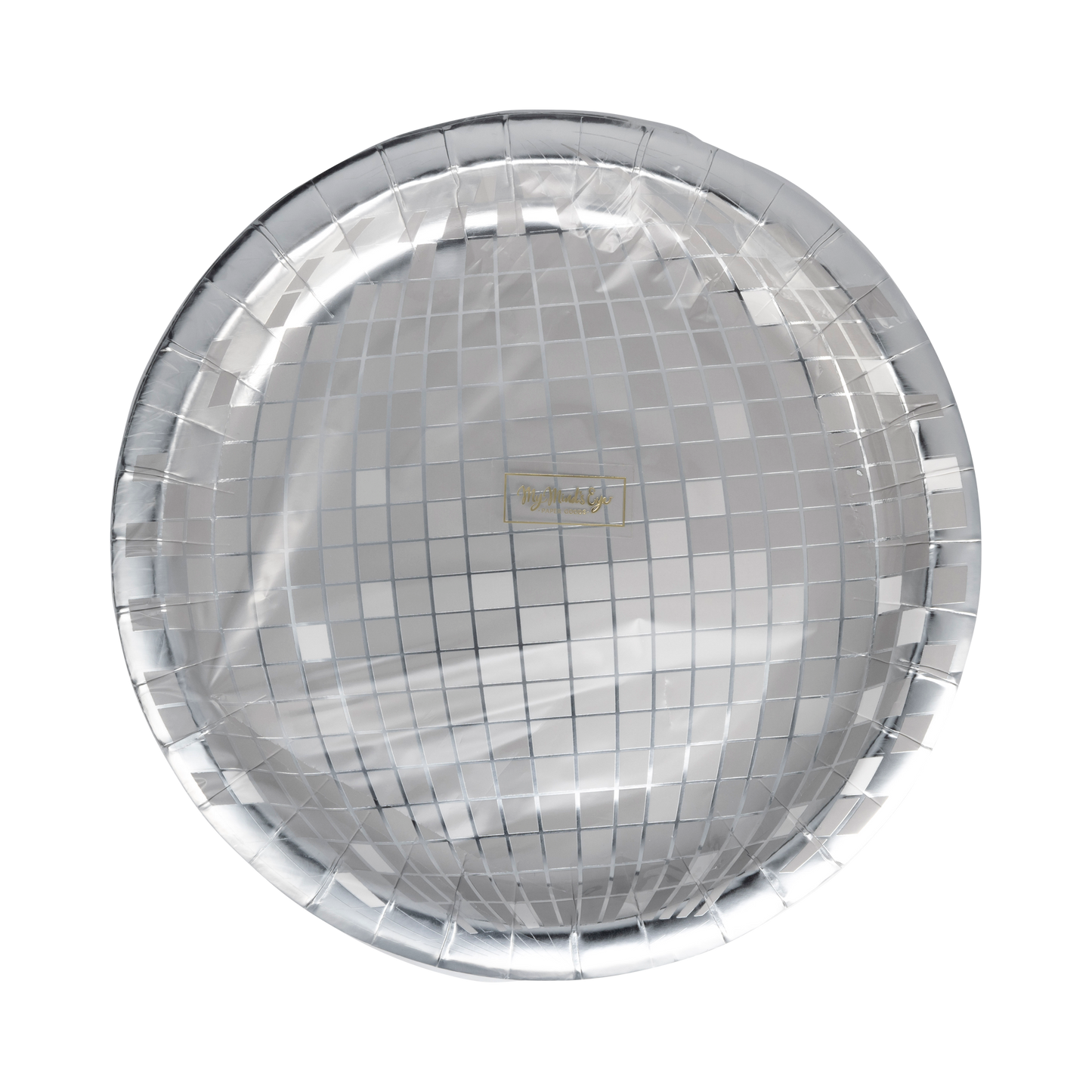 Silver Disco 9" Party Plates featuring a stylish design with silver foil, perfect for New Year's celebrations and festive occasions. Includes 8 plates per pack.