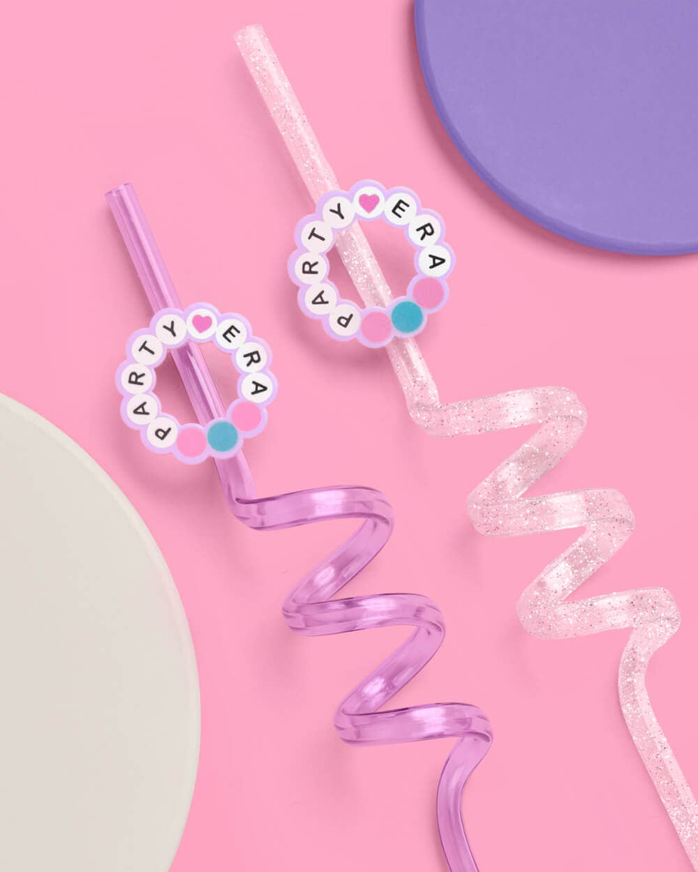 Twisty glitter straws with removable charms