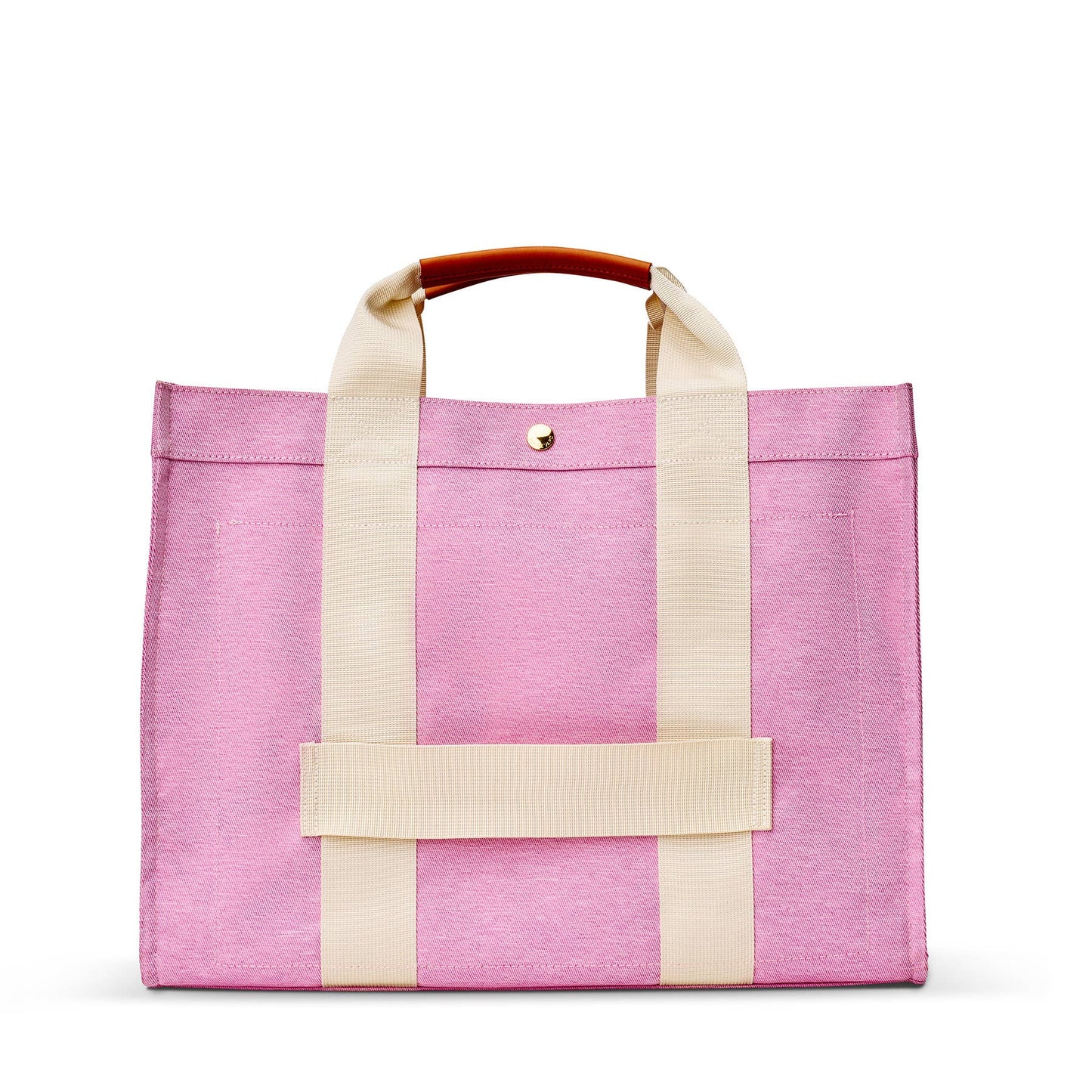 Custom weekender bag with dual straps and snap closure