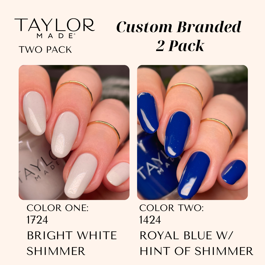 Custom Nail Polish: 2 Pack Long-wearing + Vegan + Non-toxic: 0224 Glossy Fuschia / 1424 Royal Blue Gloss with Hint of Shimmer