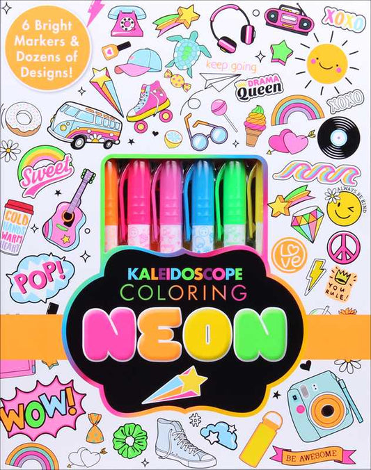 “Kaleidoscope Coloring:” 🩷🧡💛💚 Neon by Editors of Silver Dolphin Books: Kit - Paperback; 64 pages / English