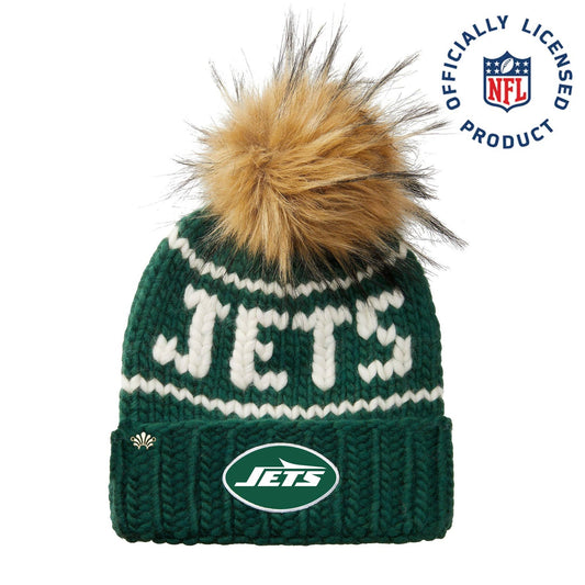 “The Jetsetter” 🏈 Forest Green JETS Lele Sadoughi X NFL Beanie Faux Fur Pom