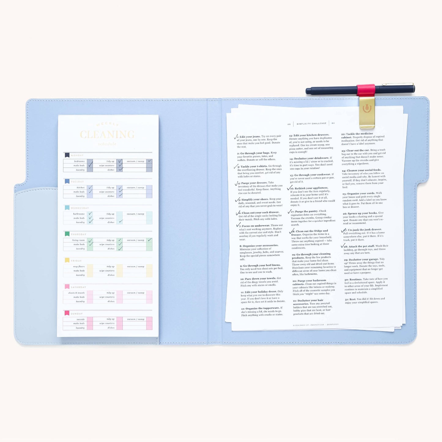 Premium leatherette file folder in French blue, keeping paperwork neat and polished in any setting.