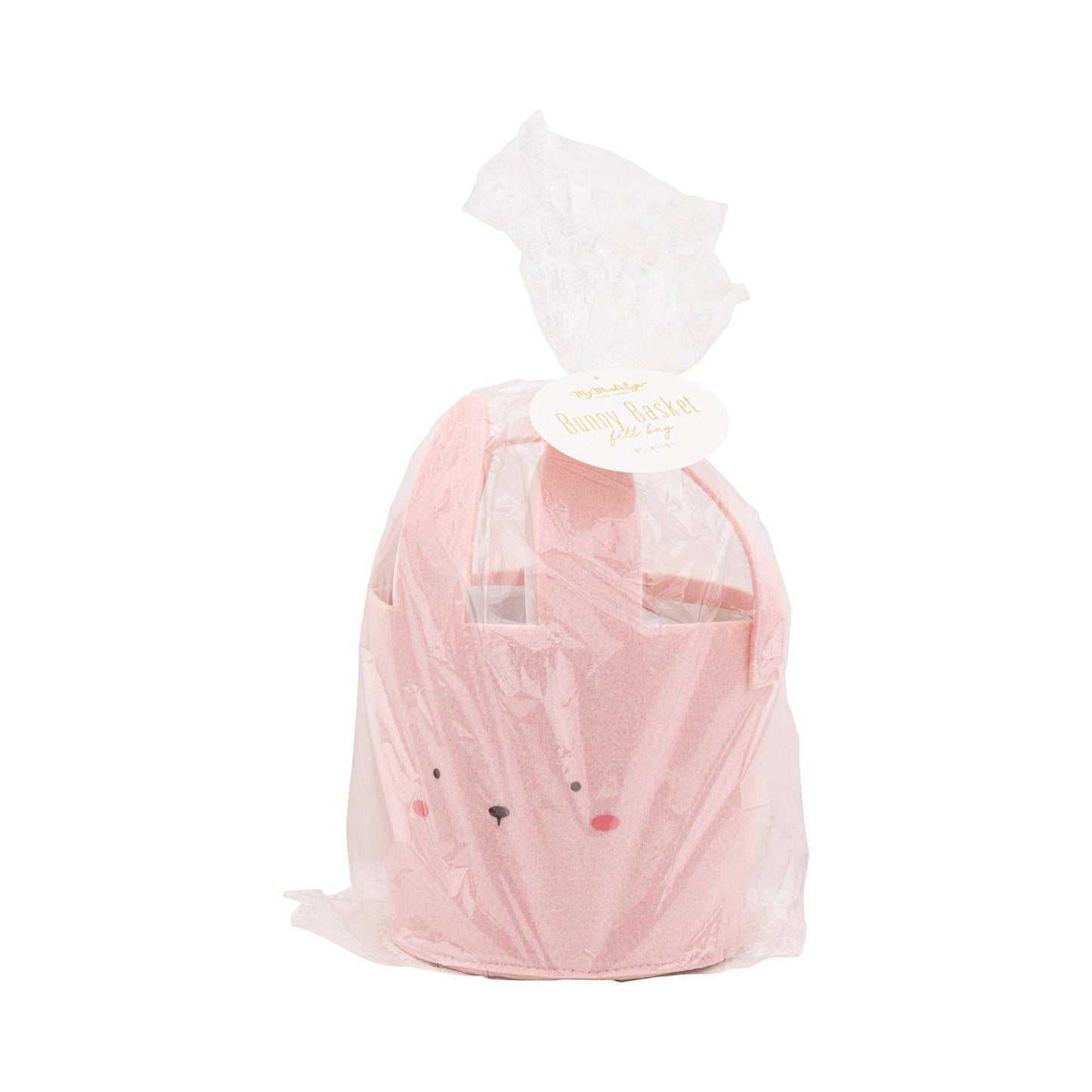 Pink Felt Bunny Basket – 6"x10", perfect for Easter egg hunts or storing treats, durable & cute design.