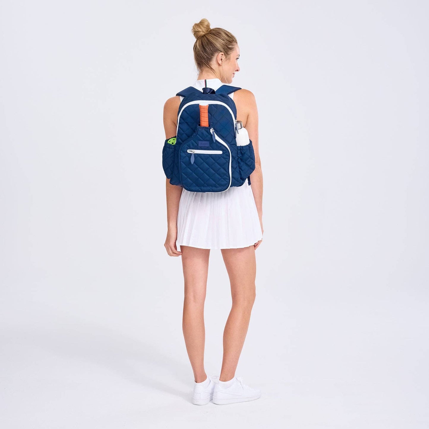 “Carpe Dinkum!” 🥒 Pickleball Time Backpack: Quilted Navy White