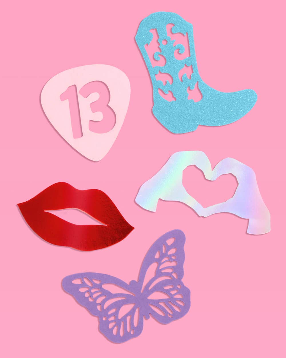 Cowgirl party confetti with shiny foil icons and picks