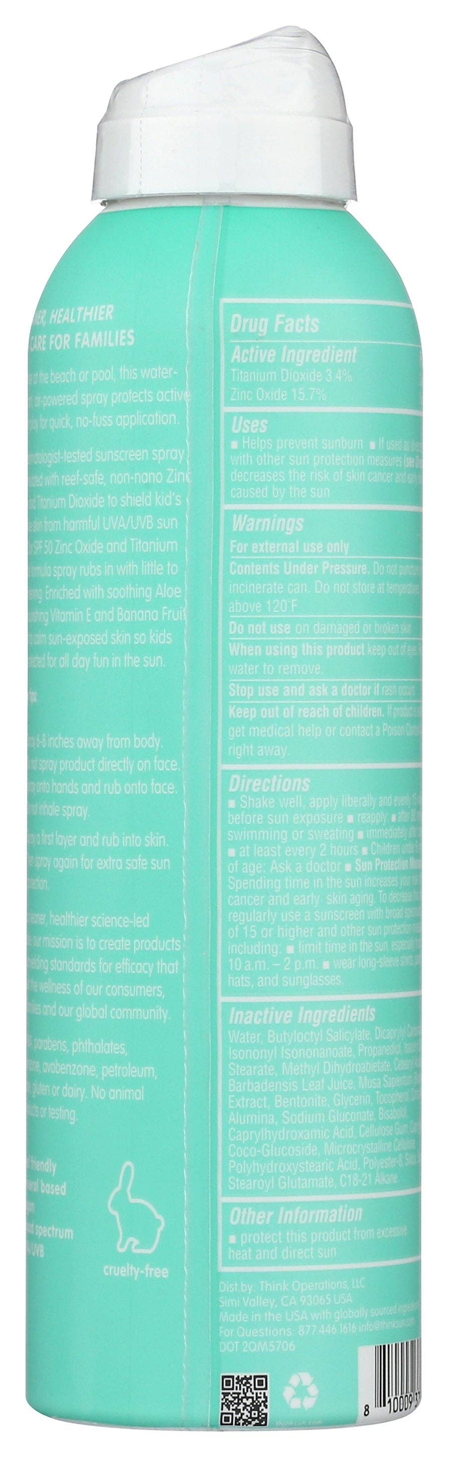 "Think Sun-Smart" ☀️ Thinksport Kids SPF 50 Clear Zinc Mineral Sunscreen Spray