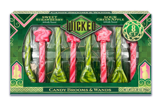 Candy cane wands styled as festive brooms for Christmas