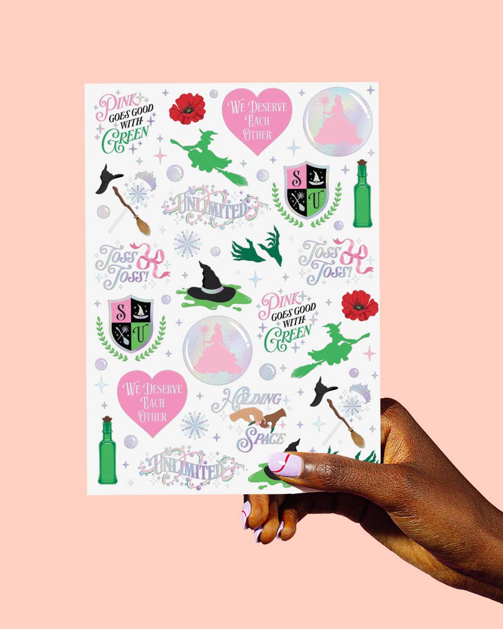 “Wicked Witch Emerald City Tats” 💚🩷 50 temporary tattoos, kids