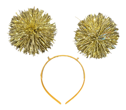 Tinsel pompom headband – must-have for summer 2025 camp and color war, five colors