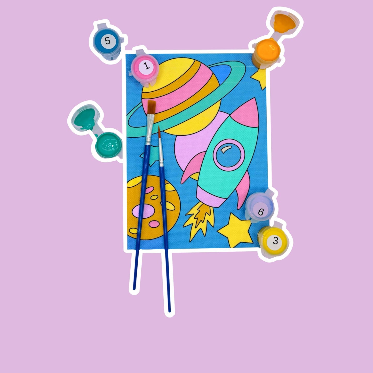 Mini outer space paint by number kit for kids