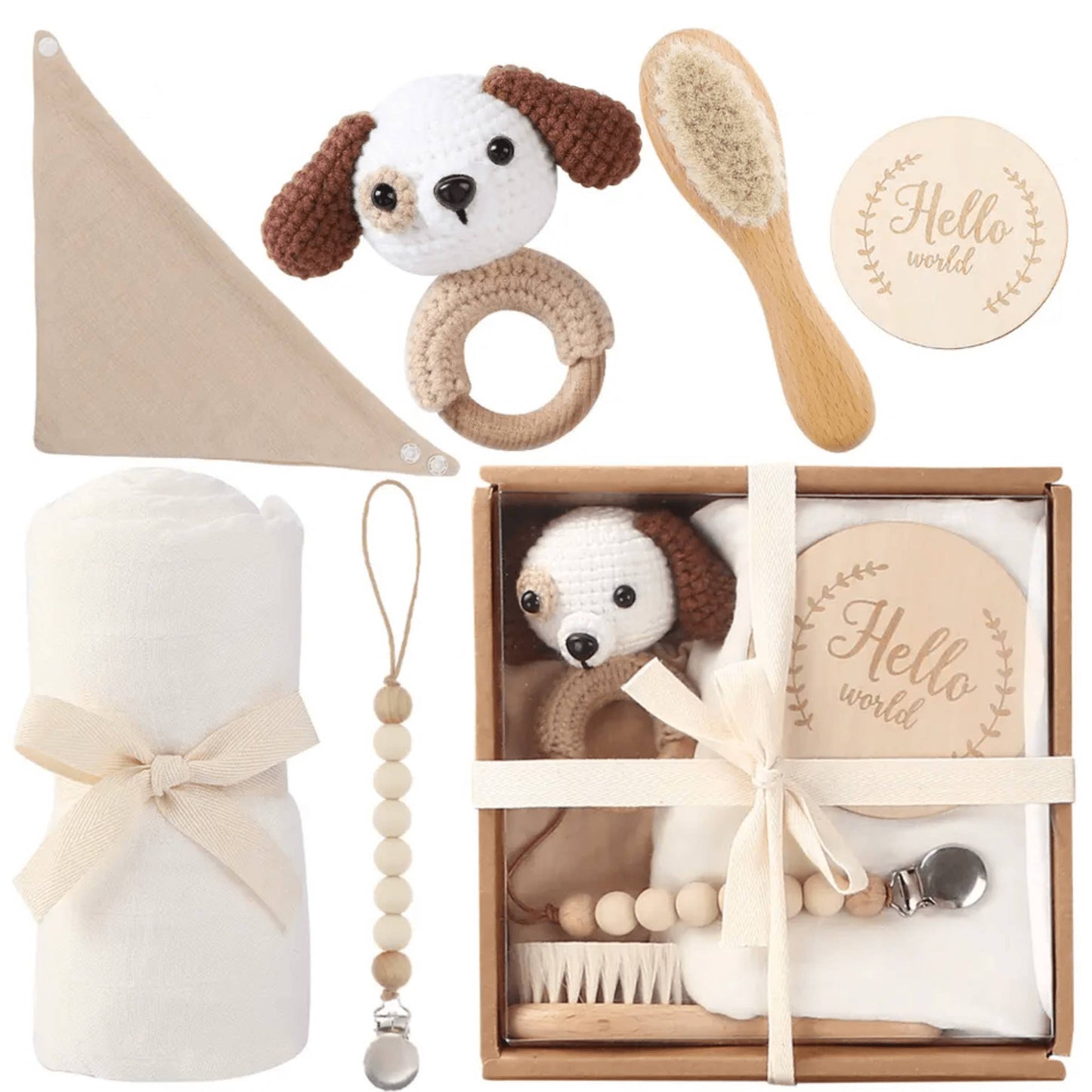 “Welcome Baby” 🥰 Gift Box - Charming 6-Piece Set for Newborns: Grey