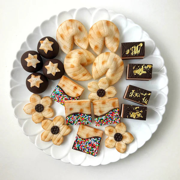 "Passover Perfection" gift basket – 20 festive marzipan treats for celebrating freedom and joy.