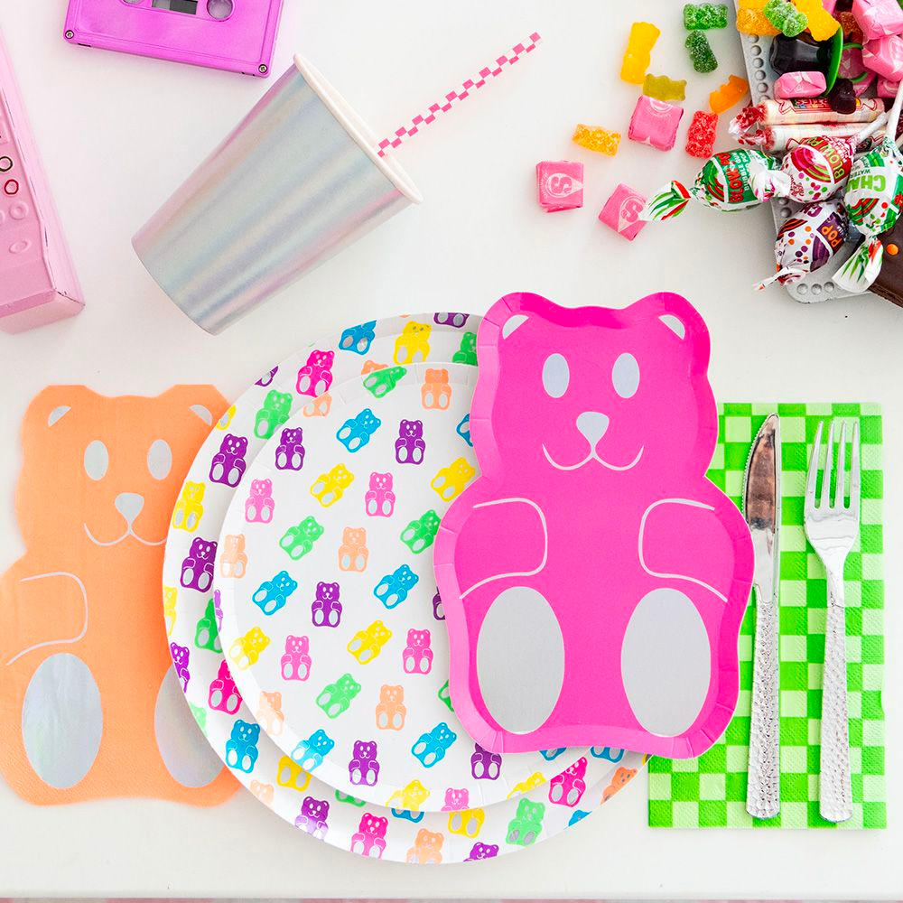 Paper napkins with gummy bear graphics, ideal for candy buffets and kids’ events.