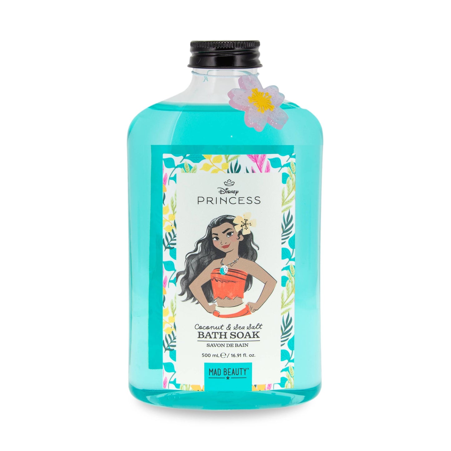 Coconut and sea salt bubble bath – 530ml, tropical fragrance with floral bottle design