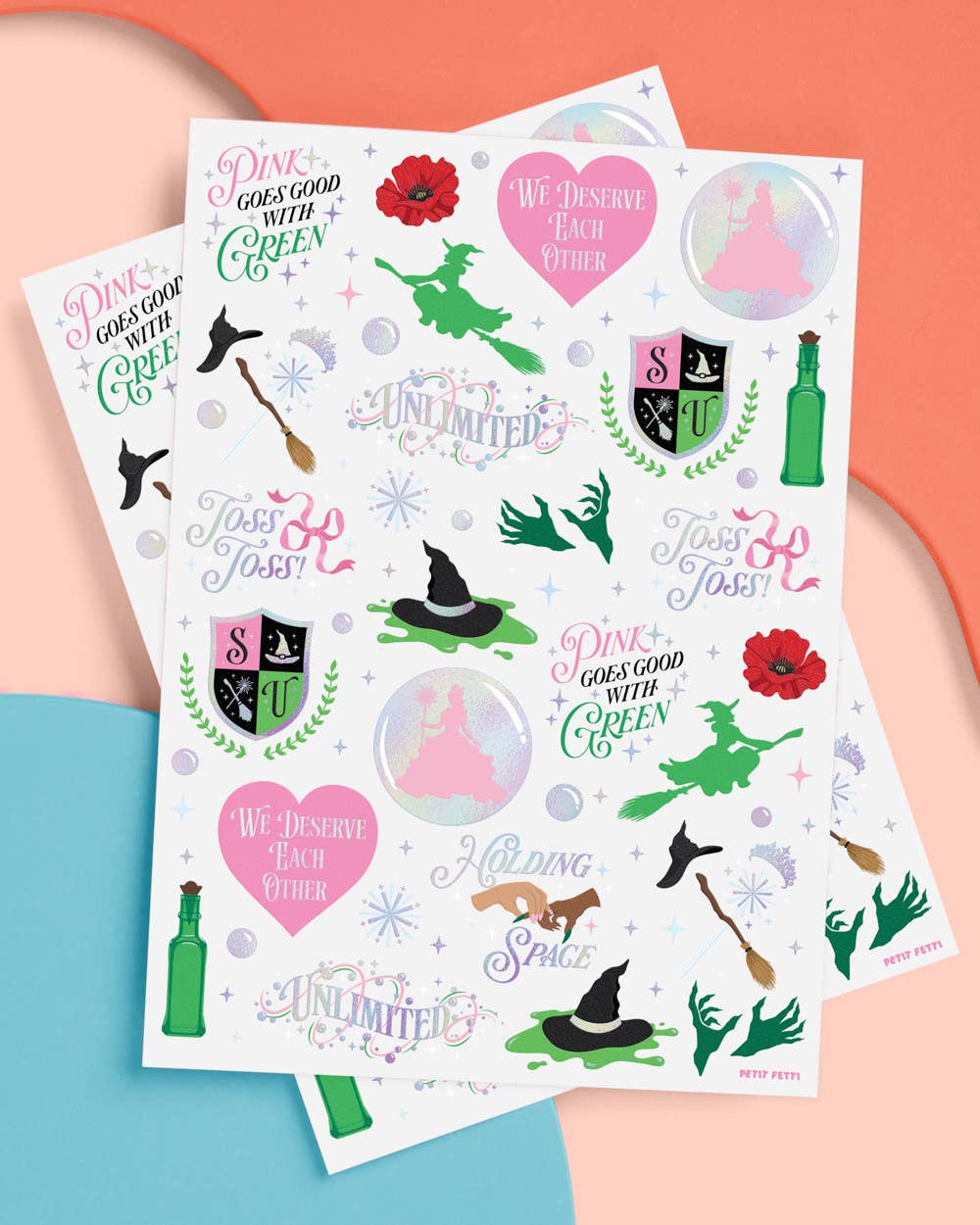 “Wicked Witch Emerald City Tats” 💚🩷 50 temporary tattoos, kids