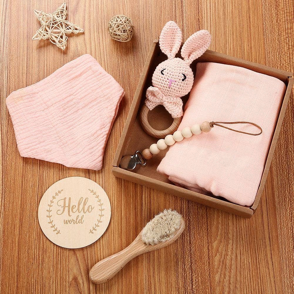 “Welcome Baby” 🥰 Gift Box - Charming 6-Piece Set for Newborns: Grey