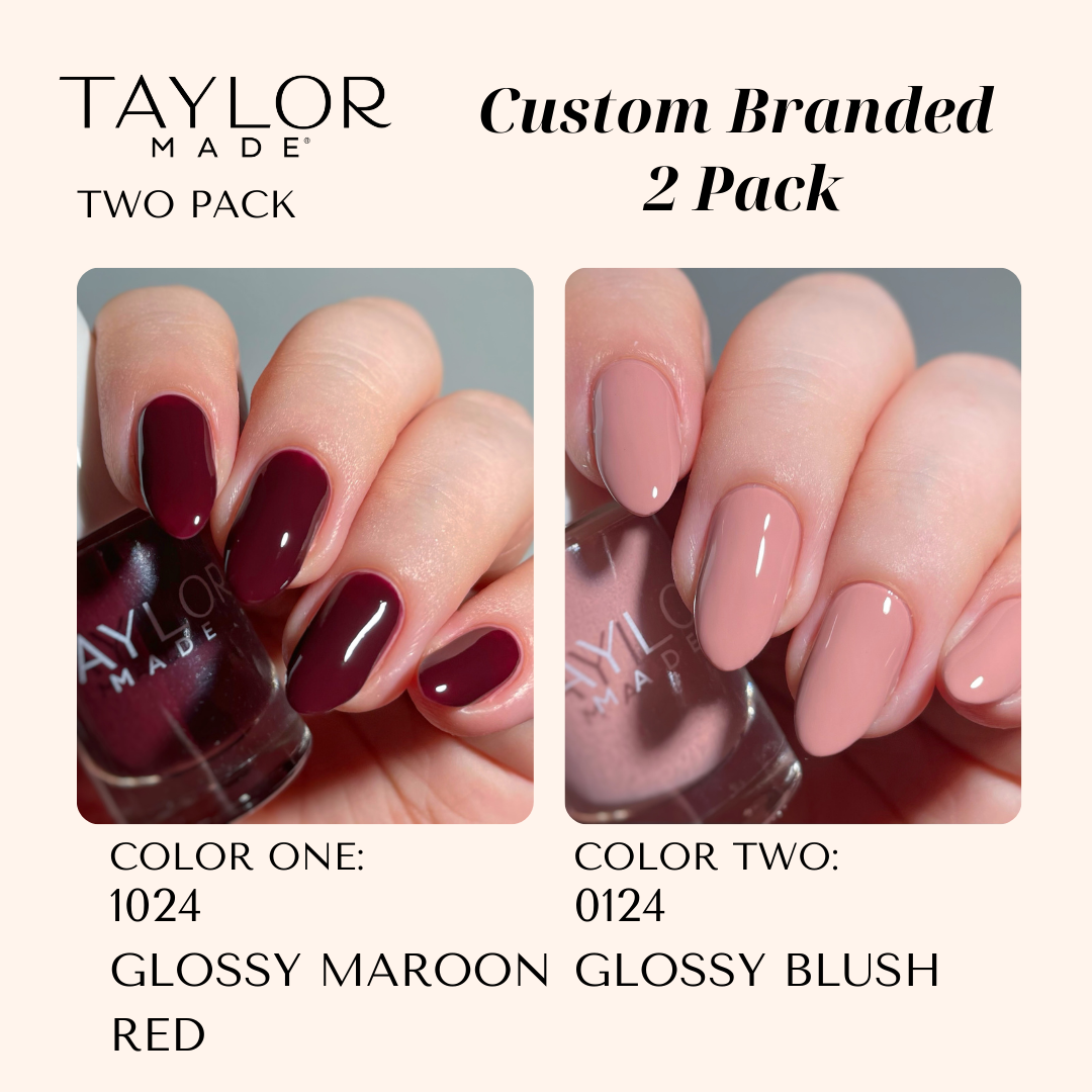 Custom Nail Polish: 2 Pack Long-wearing + Vegan + Non-toxic: 0224 Glossy Fuschia / 1424 Royal Blue Gloss with Hint of Shimmer