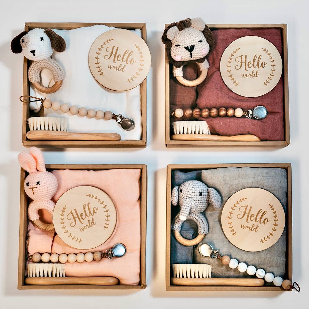 “Welcome Baby” 🥰 Gift Box - Charming 6-Piece Set for Newborns: Grey