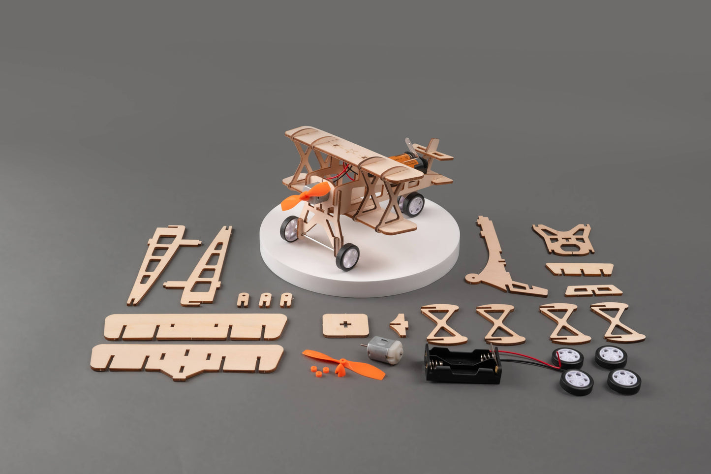 STEM toy airplane kit with step-by-step guide